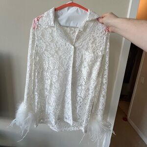 Bon Vivian white lace pajama set - size medium - worn once and dry cleaned.